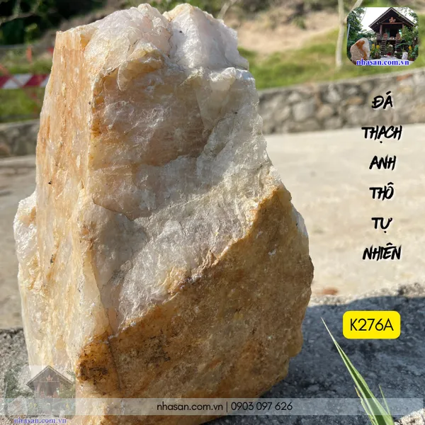 Đá thạch anh thô tự nhiên 13kg, cao 26cm x ngang 15cm x dày 15cm - K276A
