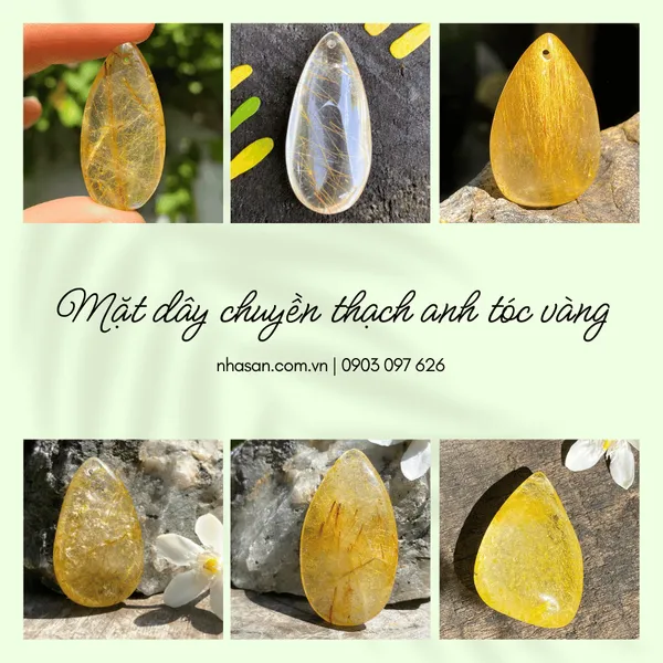 Mặt dây chuyền đá thạch anh tóc vàng