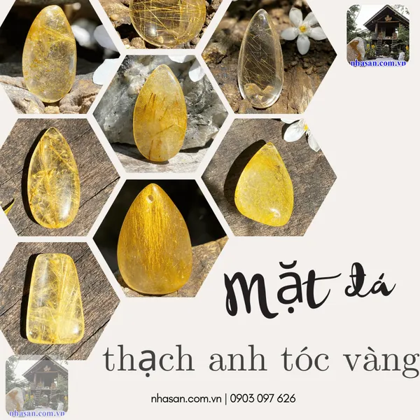 Mặt dây chuyền đá thạch anh tóc vàng