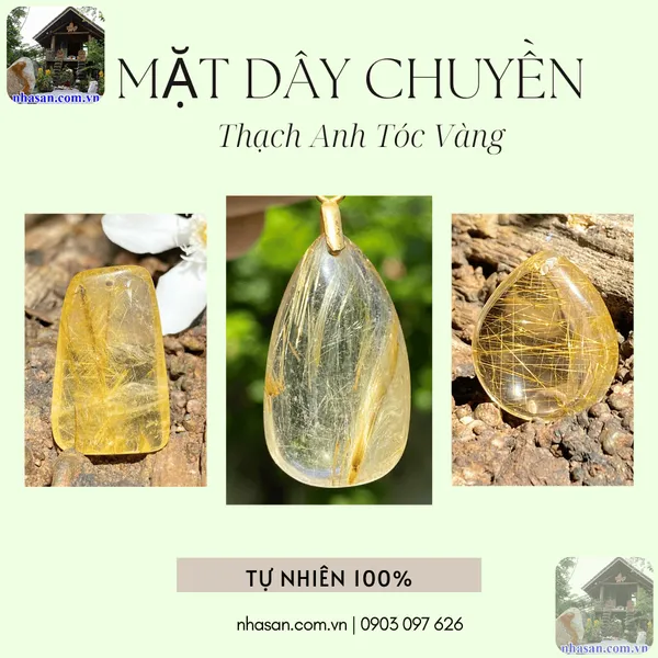 Mặt dây chuyền đá thạch anh tóc vàng