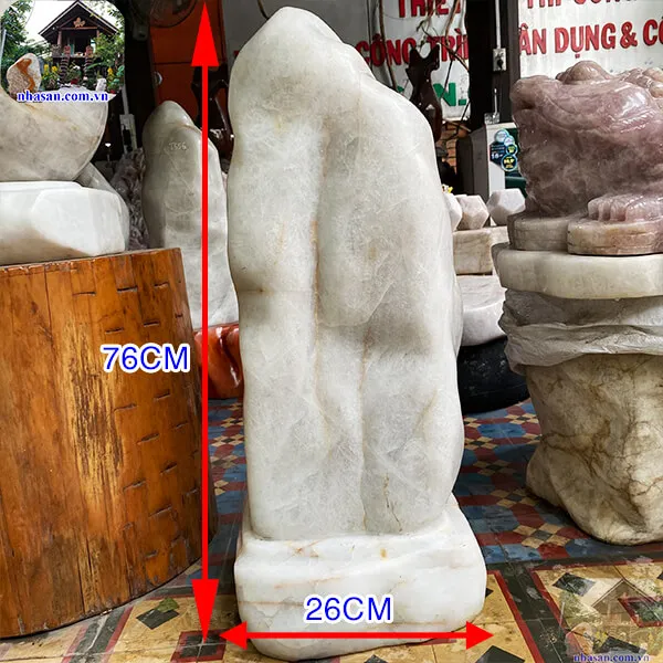 Trụ đá thạch anh trắng 105kg, cao 76cm x ngang 26cm - T558