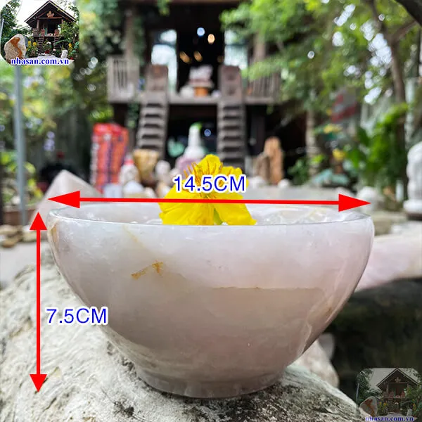 Bát đá thạch anh hồng 1kg-14.5cm B34