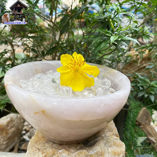 Bát đá thạch anh hồng 1kg-14.5cm B34