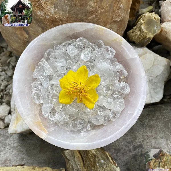 Bát đá thạch anh hồng 1kg-14.5cm B34