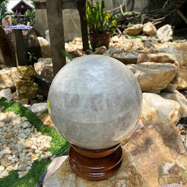 Quả cầu thạch anh trắng 16cm-5.8kg-QC1100