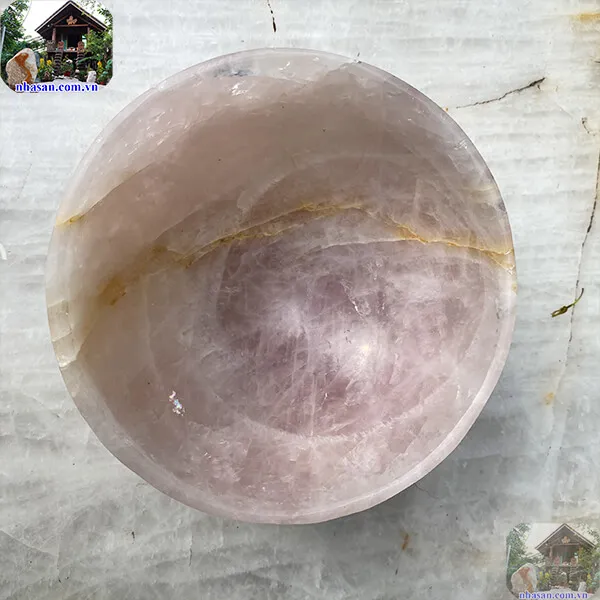 Bát đá thạch anh hồng 1.1kg-14cm B16