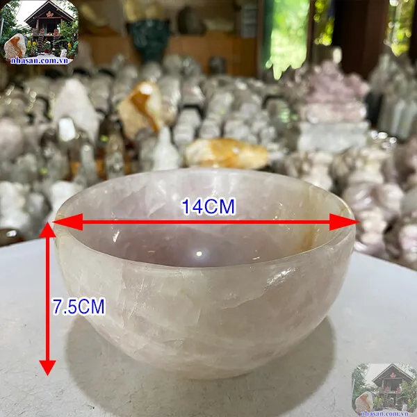 Bát đá thạch anh hồng 1.1kg-14cm B16