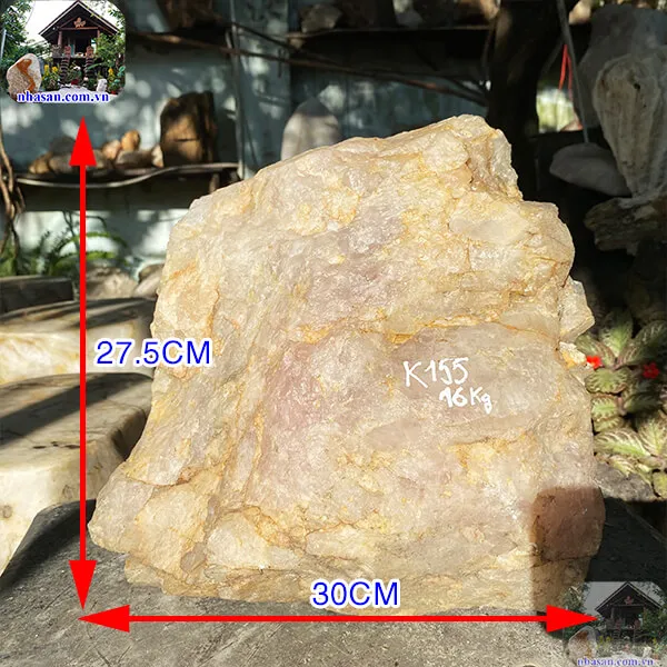 Đá thạch anh hồng thô khối 16kg-K155
