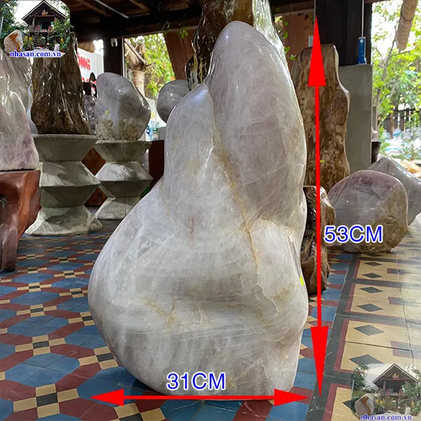 Trụ đá thạch anh hồng 59kg, cao 53cm x ngang 31cm x dày 28cm -T588
