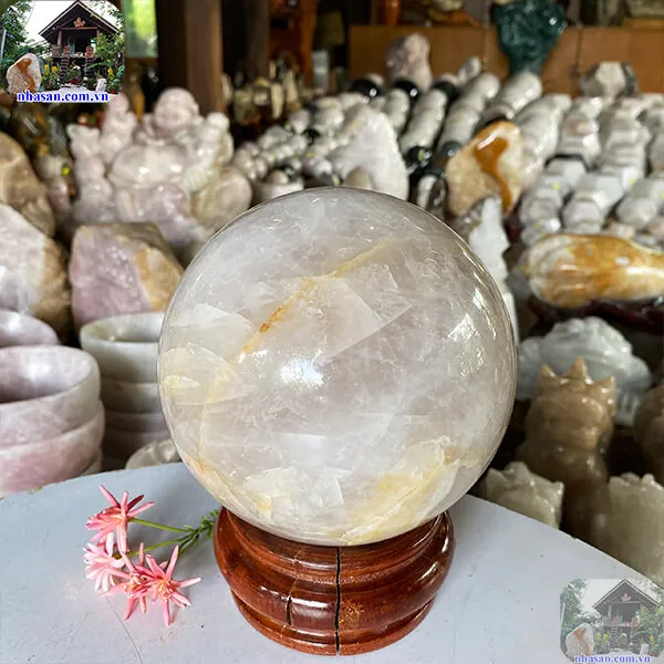  Quả cầu thạch anh hồng 14cm-3.66kg-QC1131