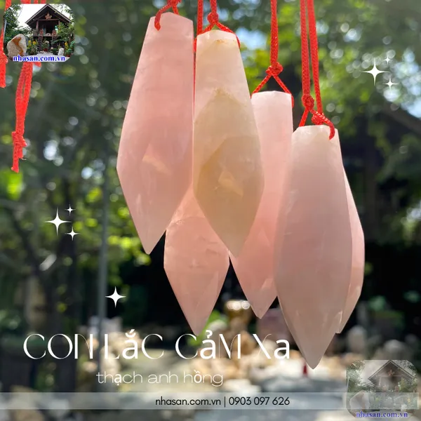 Con lắc cảm xạ thạch anh hồng Size lớn