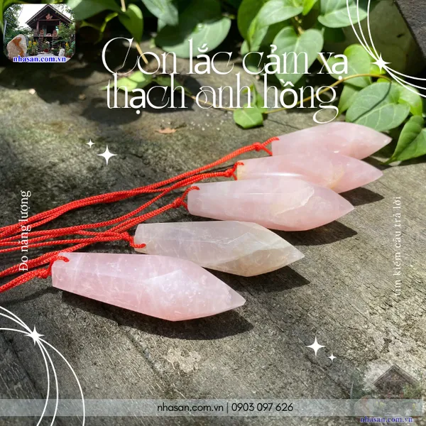 Con lắc cảm xạ thạch anh hồng Size lớn