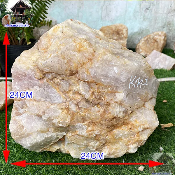 Đá thạch anh hồng thô khối 14kg-K147