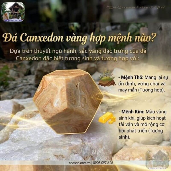 Đá canxedon vàng 12 mặt 1.24kg - 10.5cm - QC1481