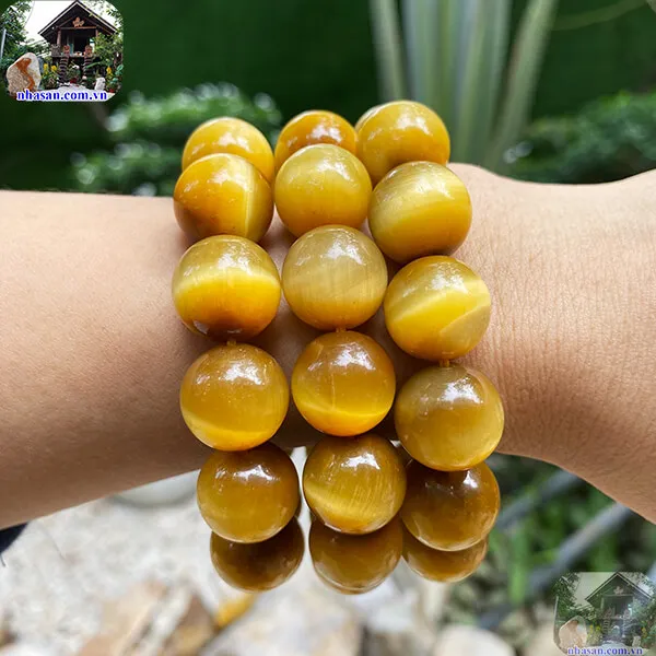 Vòng Tay Đá Mắt Hổ Vàng 14 Ly