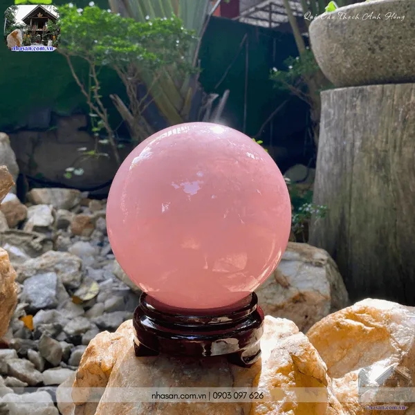 Quả cầu thạch anh hồng QC1476 - 2.9kg - 13cm