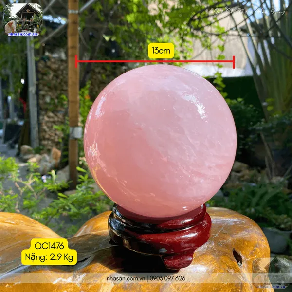 Quả cầu thạch anh hồng QC1476 - 2.9kg - 13cm