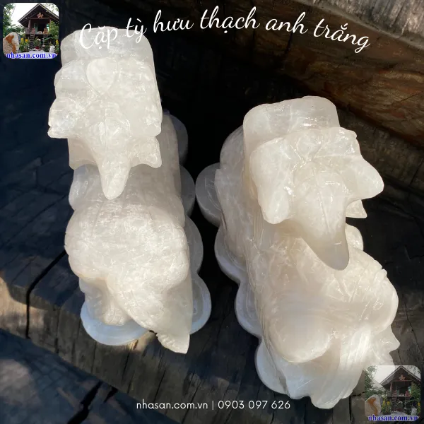 Tỳ hưu thạch anh trắng THD07 nặng 4.62kg, kích thước: cao 12cm x dài 17cm x ngang 6.5cm