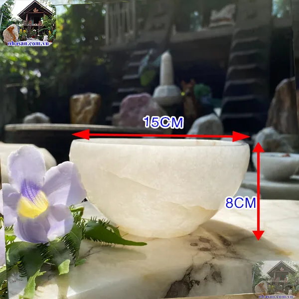 Bát đá thạch anh trắng 1.2kg -15cm B39