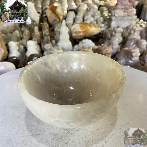 Bát đá thạch anh trắng 0.9kg-14.5cm B14