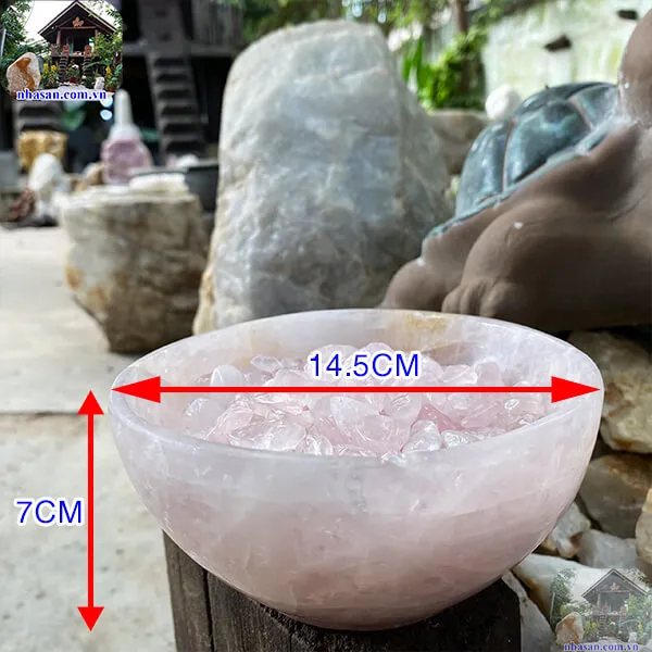 Bát đá thạch anh hồng 0.9kg-14.5cm B18