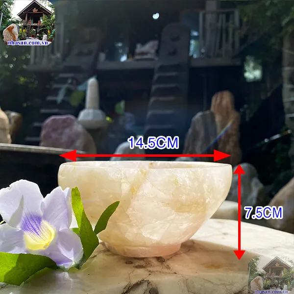 Bát đá thạch anh hồng 1.04kg-14.5cm B36