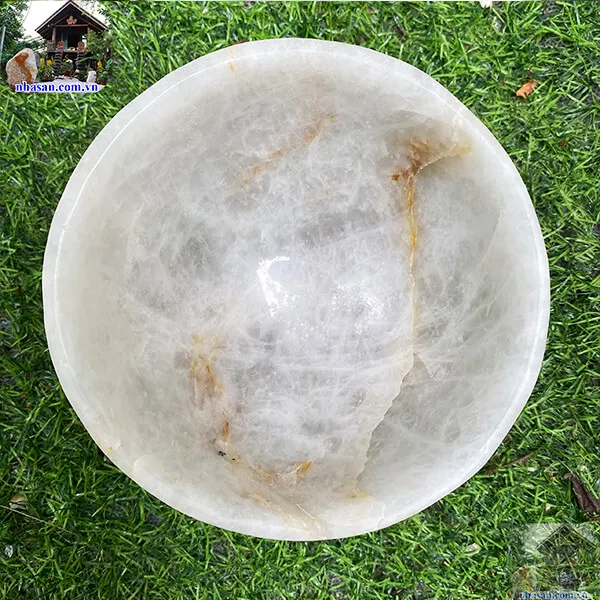 Bát đá thạch anh trắng 1.04kg-14.5cm B30
