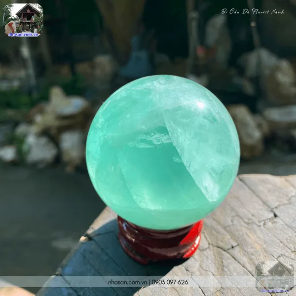 Bi cầu đá fluorit xanh QC1479 - 400gr - 6.3cm