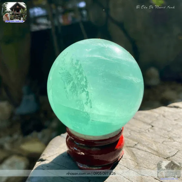 Bi cầu đá fluorit xanh QC1479 - 400gr - 6.3cm