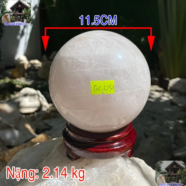 Bi cầu đá thạch anh 2.14kg - 11.5cm - QC1297