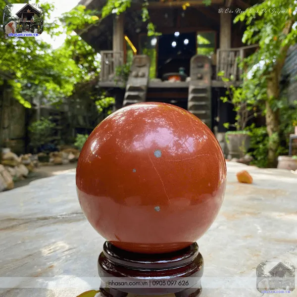 Bi cầu ngọc bích đỏ (Jasper) 2.9kg - 13cm - QC1477