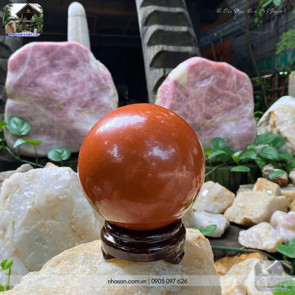 Bi cầu ngọc bích đỏ (Jasper) 2.9kg - 13cm - QC1477
