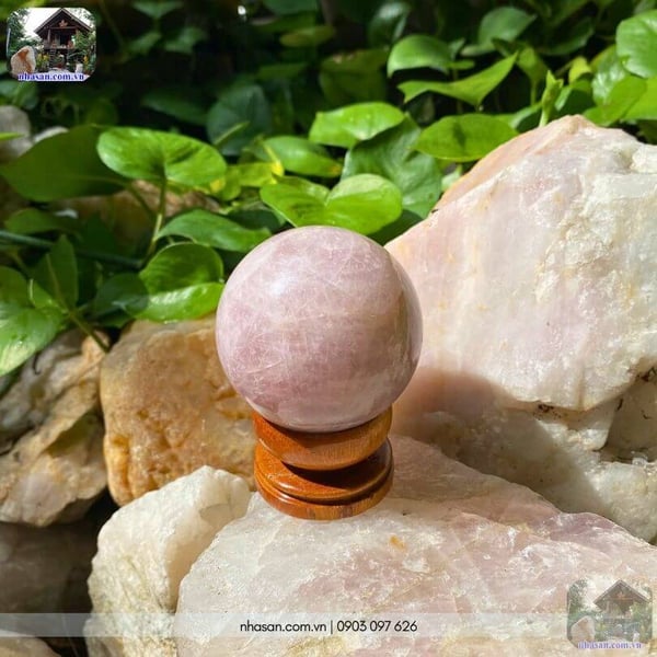 Bi cầu thạch anh hồng QC1541 - 400gr - 6.7cm