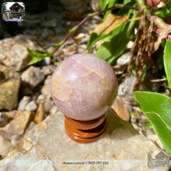 Bi cầu thạch anh hồng QC1541 - 400gr - 6.7cm