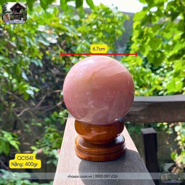 Bi cầu thạch anh hồng QC1541 - 400gr - 6.7cm