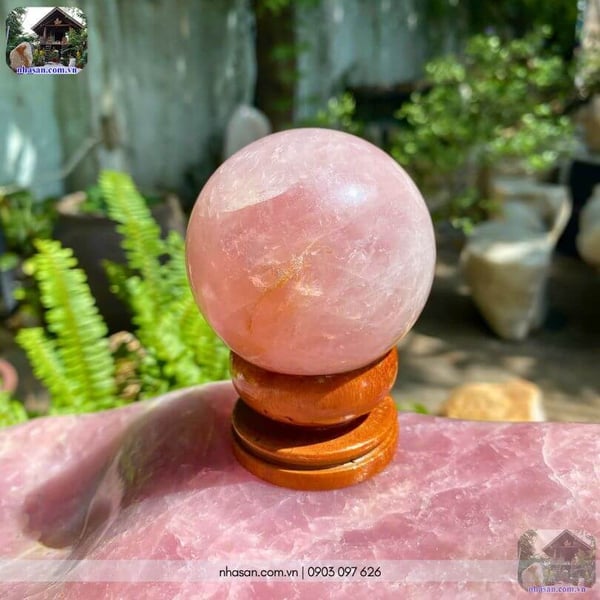 Bi cầu thạch anh hồng QC1542 - 380gr - 6.5cm