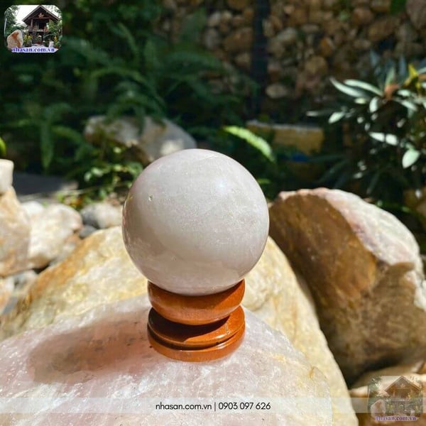Bi cầu thạch anh hồng QC1544 - 440gr - 6.8cm