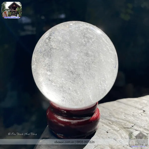 Bi cầu thạch anh trắng 350gr - 6.3cm - QC1469