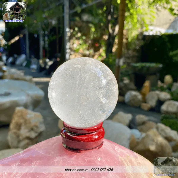 Bi cầu thạch anh trắng 350gr - 6.3cm - QC1469