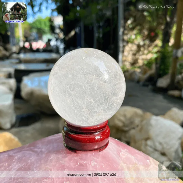 Bi cầu thạch anh trắng QC1470 - 350gr - 6.3cm