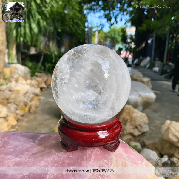 Bi cầu thạch anh trắng QC1471 - 1.1kg - 9cm