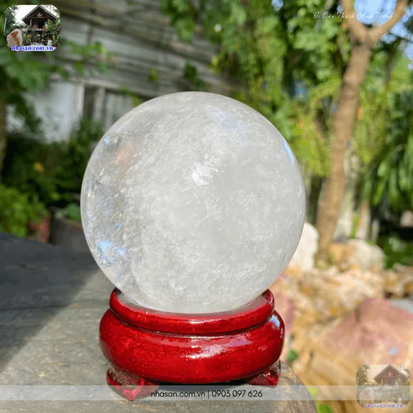 Bi cầu thạch anh trắng QC1471 - 1.1kg - 9cm