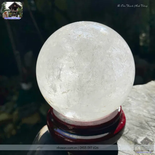 Bi cầu thạch anh trắng QC1473 - 940gr - 8.5cm