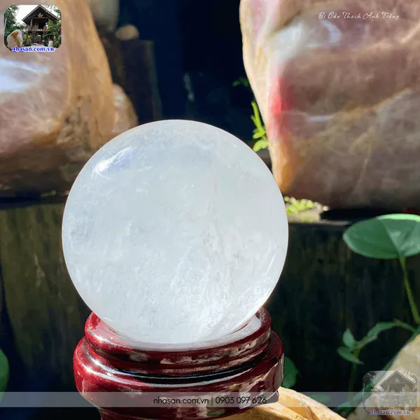 Bi cầu thạch anh trắng QC1474 - 840gr - 8.2cm