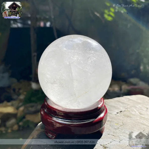 Bi cầu thạch anh trắng QC1474 - 840gr - 8.2cm