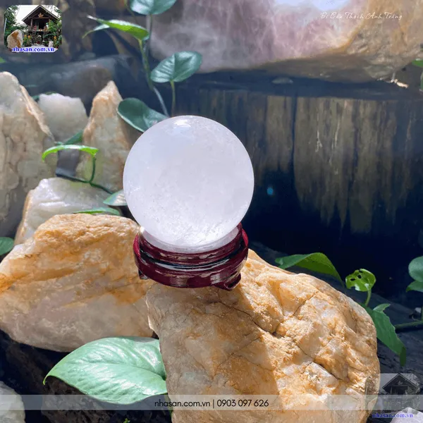 Bi cầu thạch anh trắng QC1474 - 840gr - 8.2cm