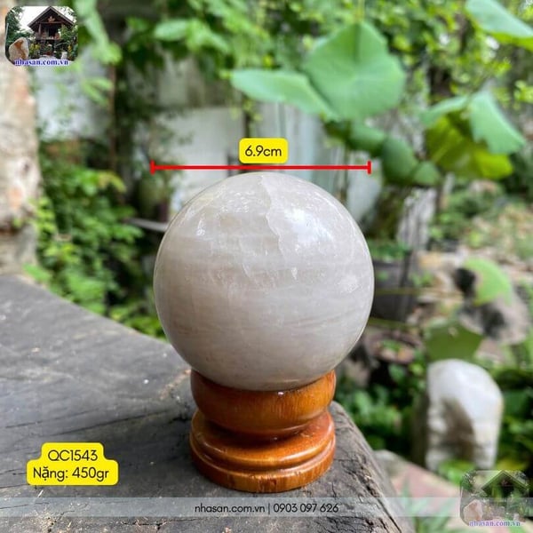 Bi cầu thạch anh trắng QC1543 - 450gr - 6.9cm