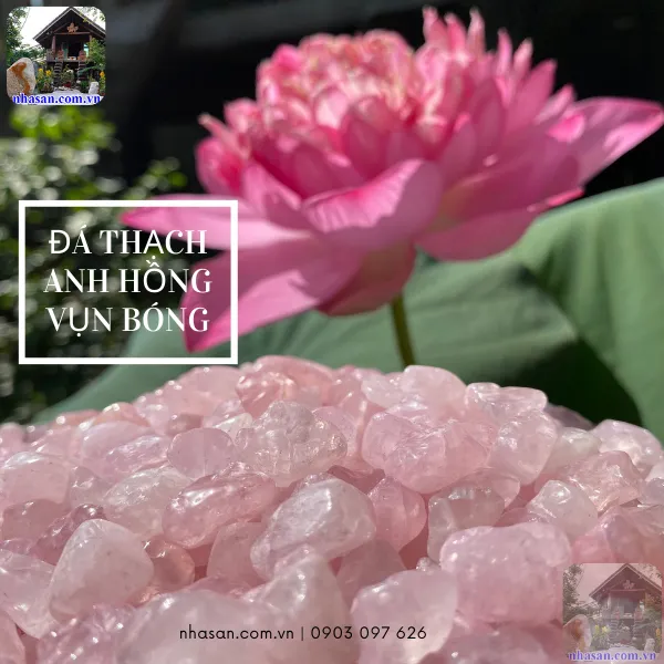 Đá thạch anh vụn hồng mài bóng