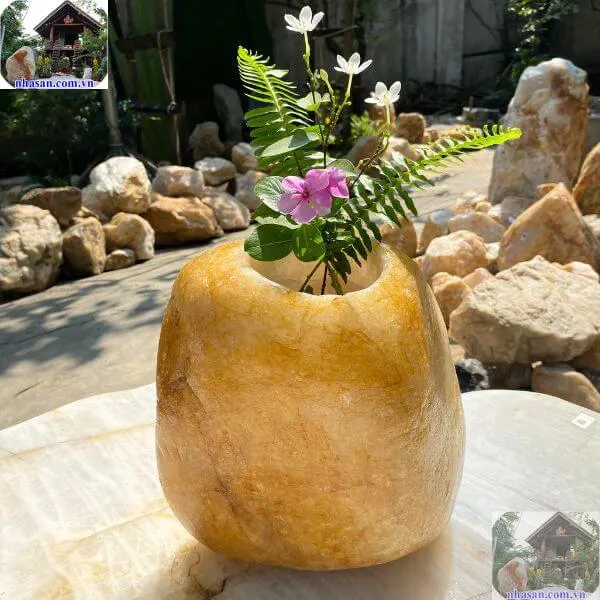 Bình hoa bằng cuội đá thạch anh - Vẻ đẹp vĩnh cửu, tinh túy từ thiên nhiên