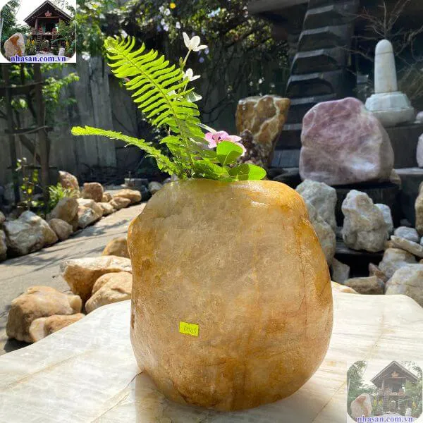 Bình hoa bằng cuội đá thạch anh - Vẻ đẹp vĩnh cửu, tinh túy từ thiên nhiên